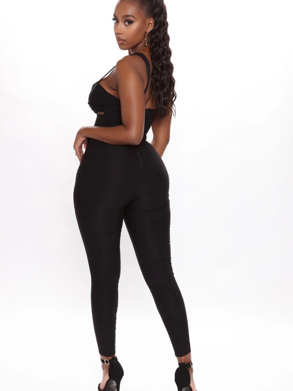 Fashion Nova Sexy Innocence Skinny Leg Jumpsuit Black Size M - Picture 4 of 8